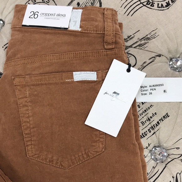 7 For All Mankind Alexa High Waist Crop Wide Leg Corduroy Pants - Picture 12 of 12